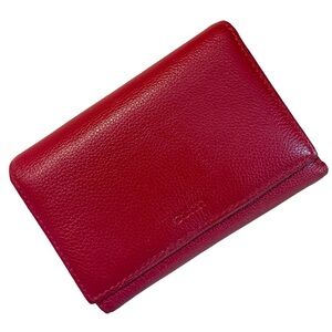 Corti Milano Red Leather Compact Trifold Card & Coin Leather Wallet ~Milan Italy